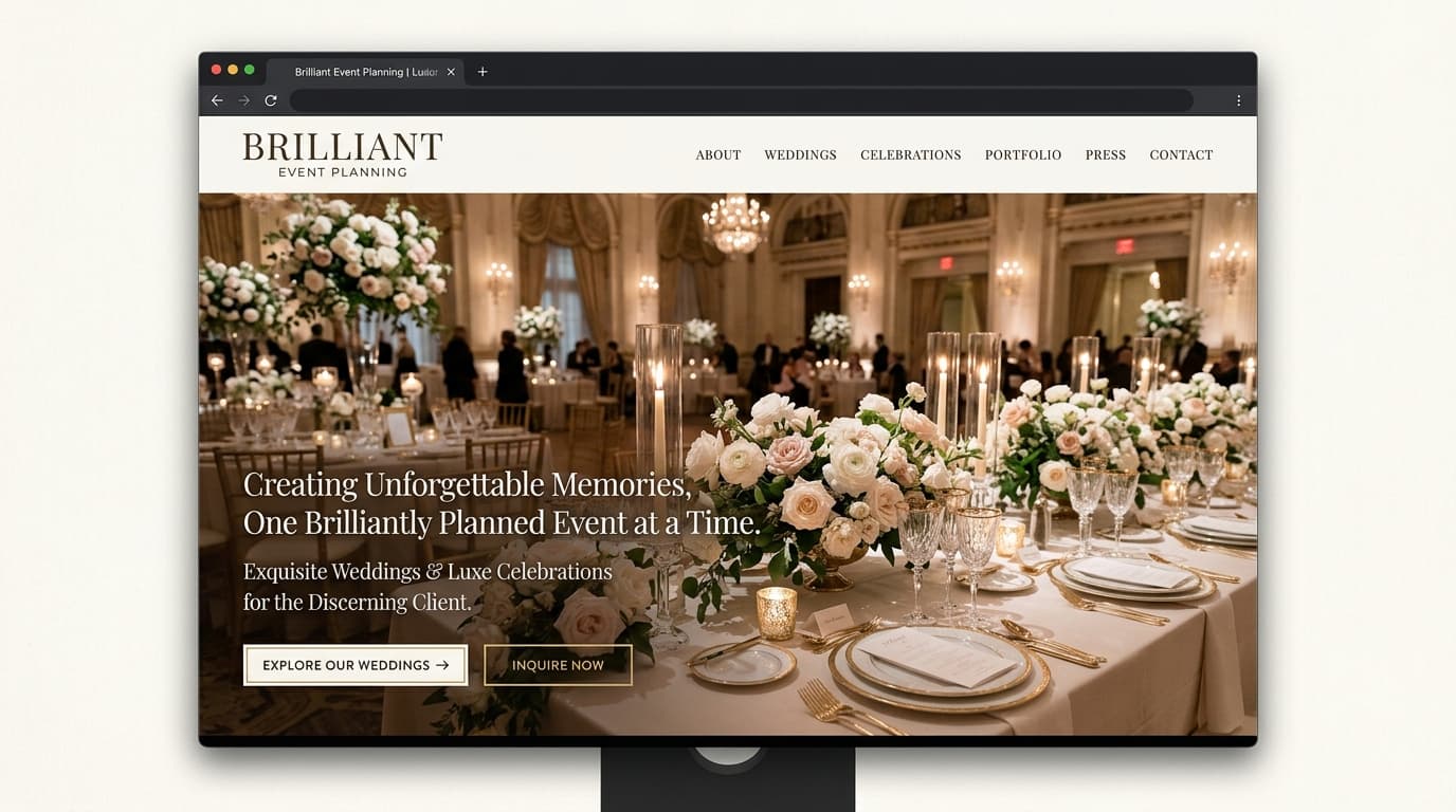 Editorial Luxury Design & SEO Architecture for Brilliant Event Planning - Squarespace Case Study