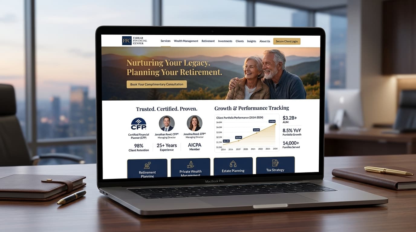 Farrar Financial Center — Wealth Advisory & Retirement Planning - Squarespace Website Project for Farrar Financial Center